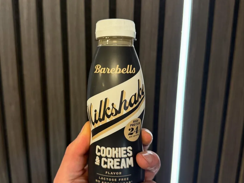 Barebells protein shake available at Alpha Athletic reception